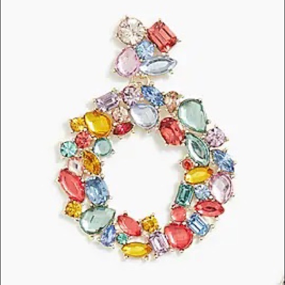 NWT J. Crew Colorful Wreath Statement Earrings - Picture 3 of 3